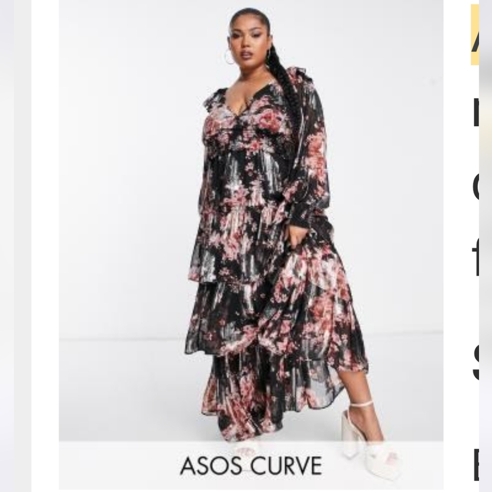 ASOS Curve Floral Black Dress